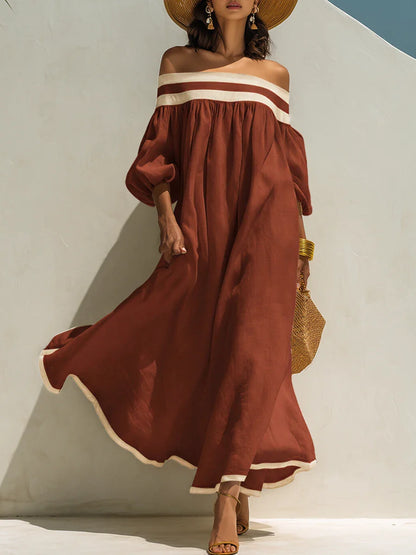 Isabel | Vestido maxi sin hombros y de corte holgado